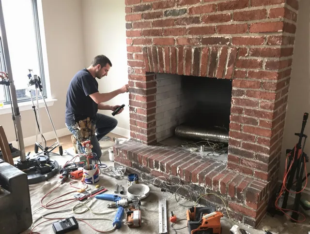 Scituate Chimney Sweep specialist finalizing chimney liner service in Scituate, RI