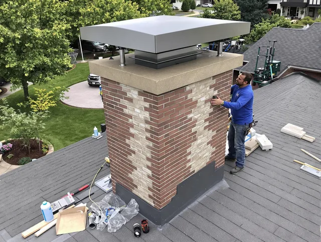 Scituate Chimney Sweep team working on a custom chimney remodel in Scituate, RI
