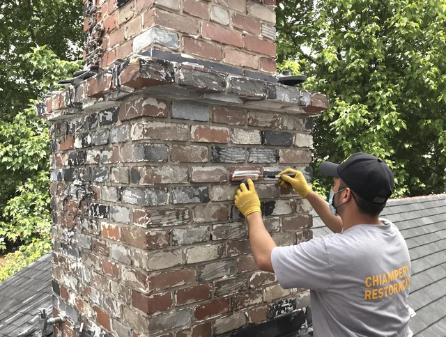 In-progress chimney restoration by Scituate Chimney Sweep in Scituate, RI
