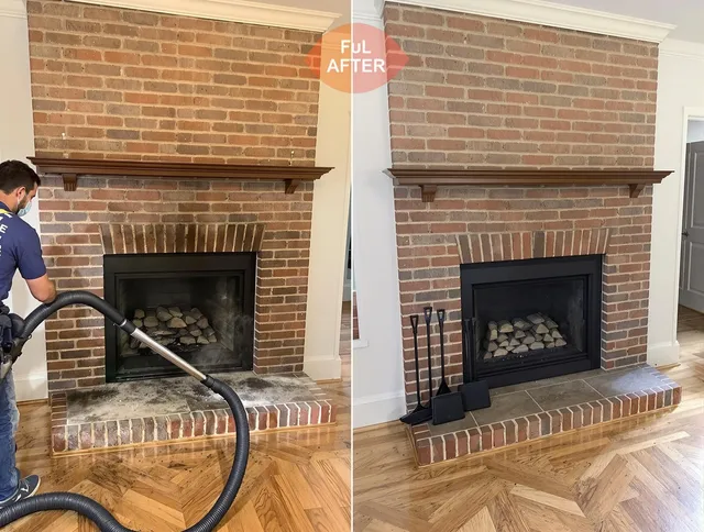 Scituate Chimney Sweep carefully sanitizing a fireplace in Scituate, RI