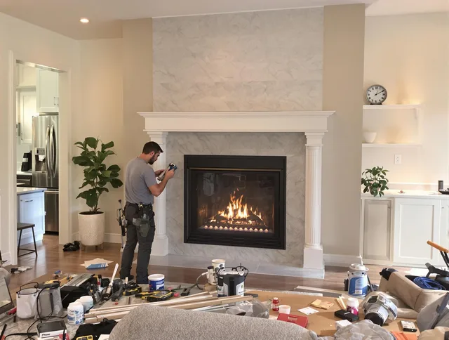 Newly installed fireplace by Scituate Chimney Sweep in Scituate, RI